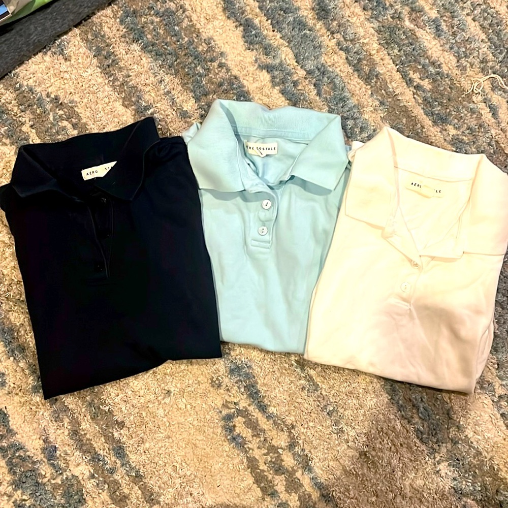 3 Aeropostale juniors size small uniform polo shirts